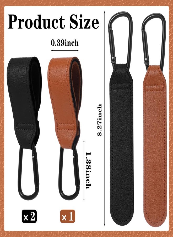 Colingmill 3 Pieces Stroller Hooks, Black and Brown Hanging Multi Functional Strap with Clip for Diaper Bag Stroller Accessories, Wheelchairs, Shopping Carts - Image 2